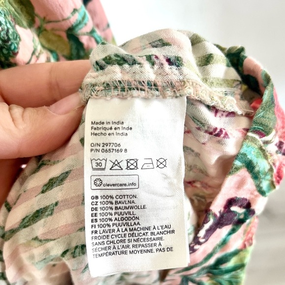 H&M Pink Spring Floral Butterfly Tie Strap Cotton Midi Dress Size 8 - Picture 8 of 8